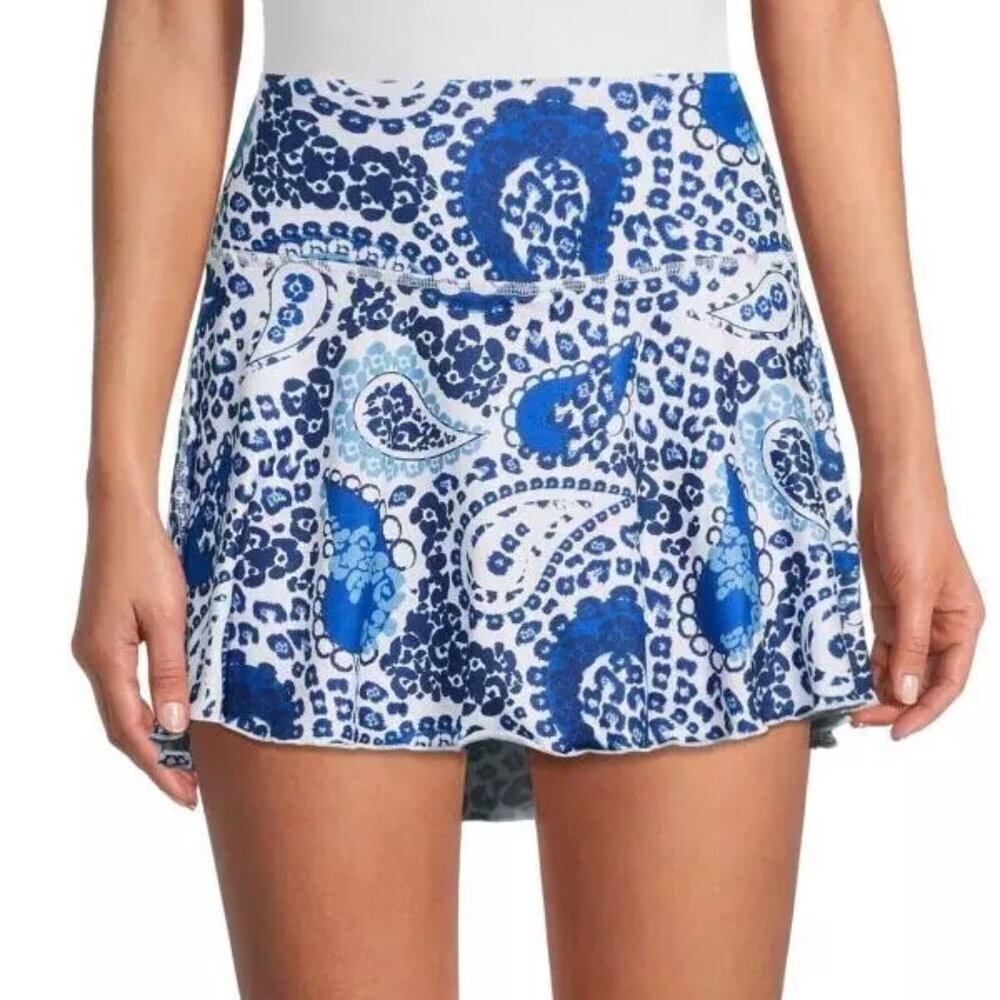 NWT Gottex Blue Paisley Athletic Golf & Tennis Navy Drops Skort